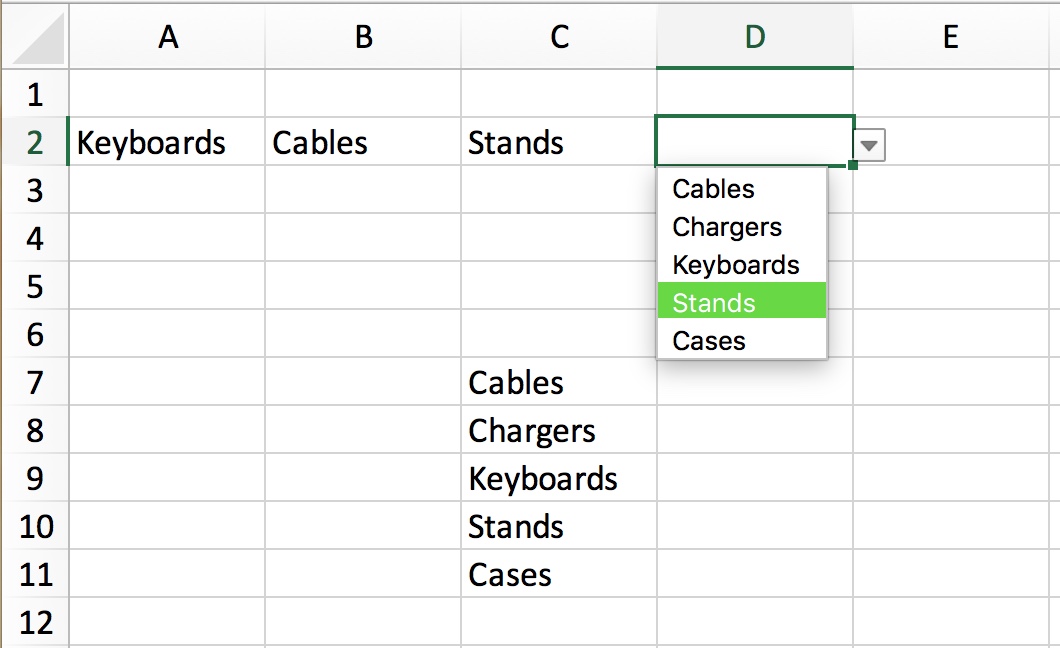 data validation excel for mac